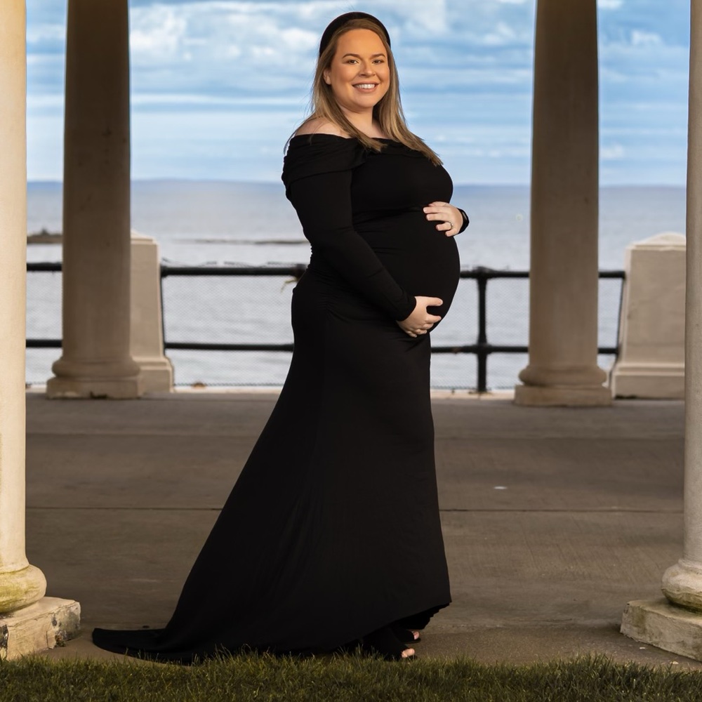 Long Black Off the Shoulder Maternity Dress